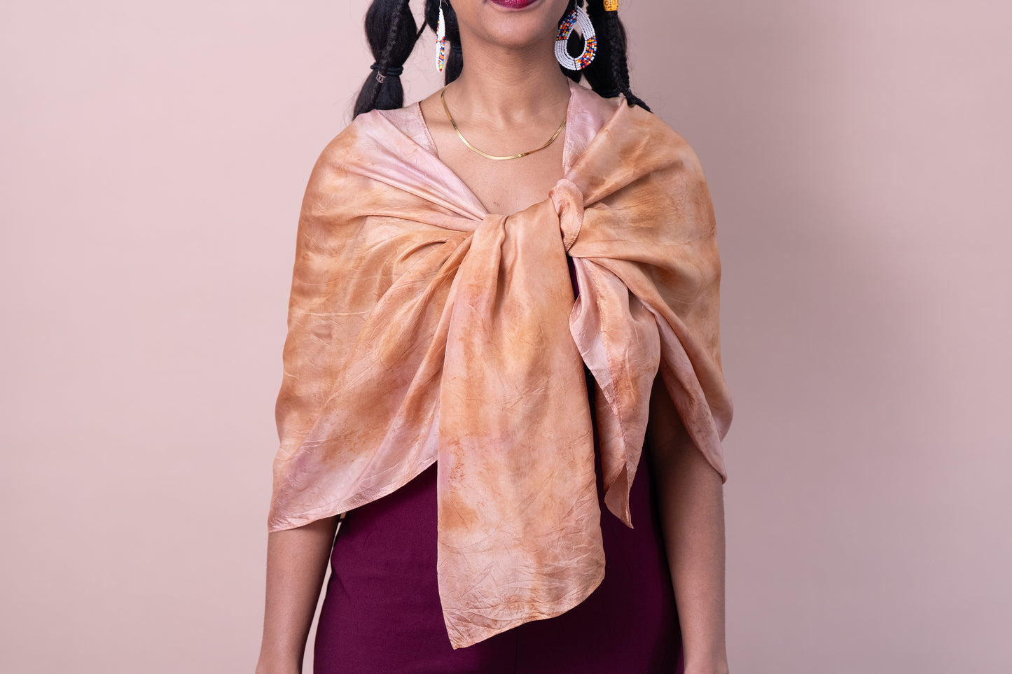 Silk Scarf - Large - Eucalyptus & Cutch