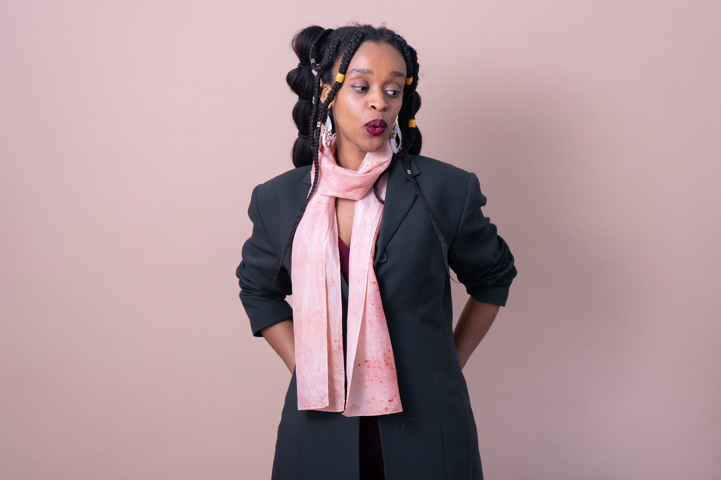 Silk scarf - Long - Cochineal Bloom