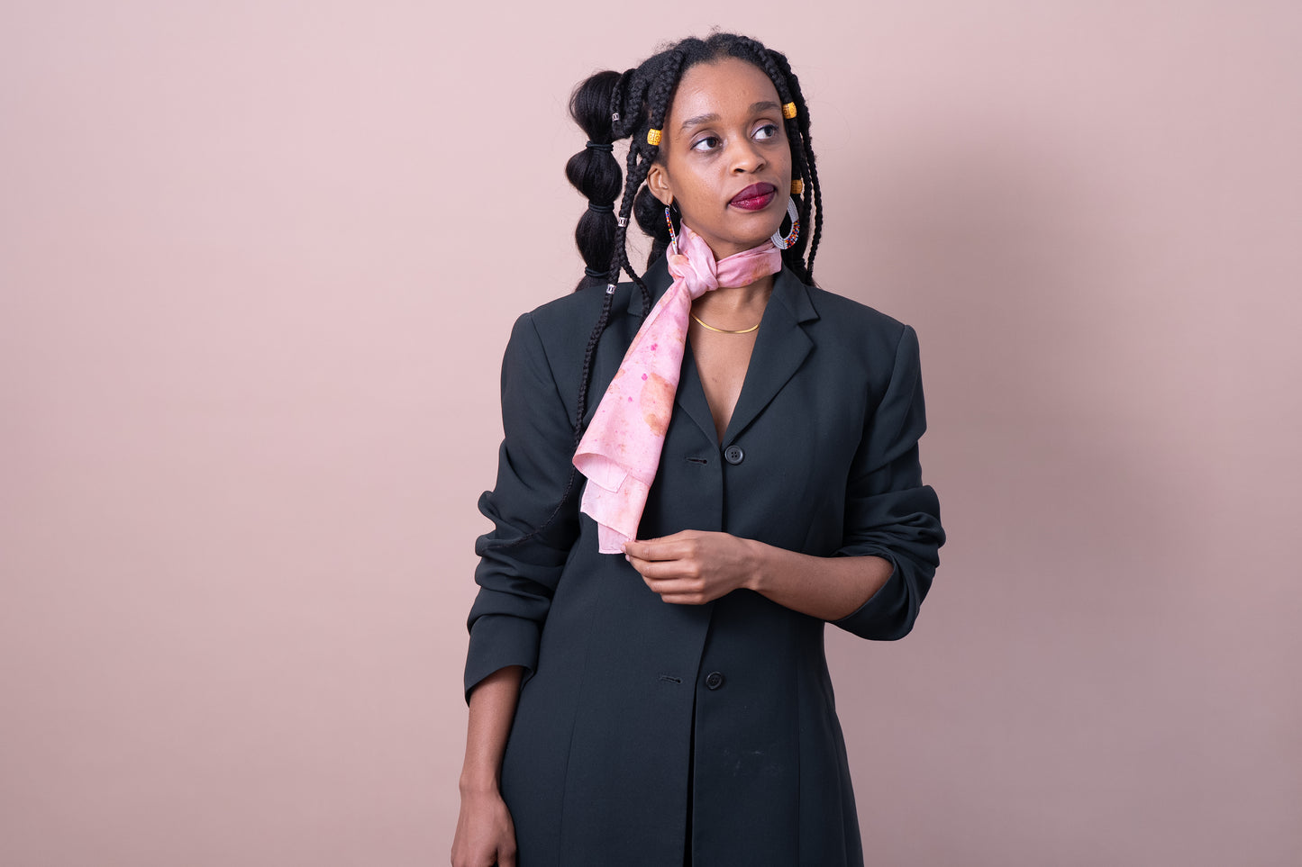 Silk scarf - Short - cochineal pink