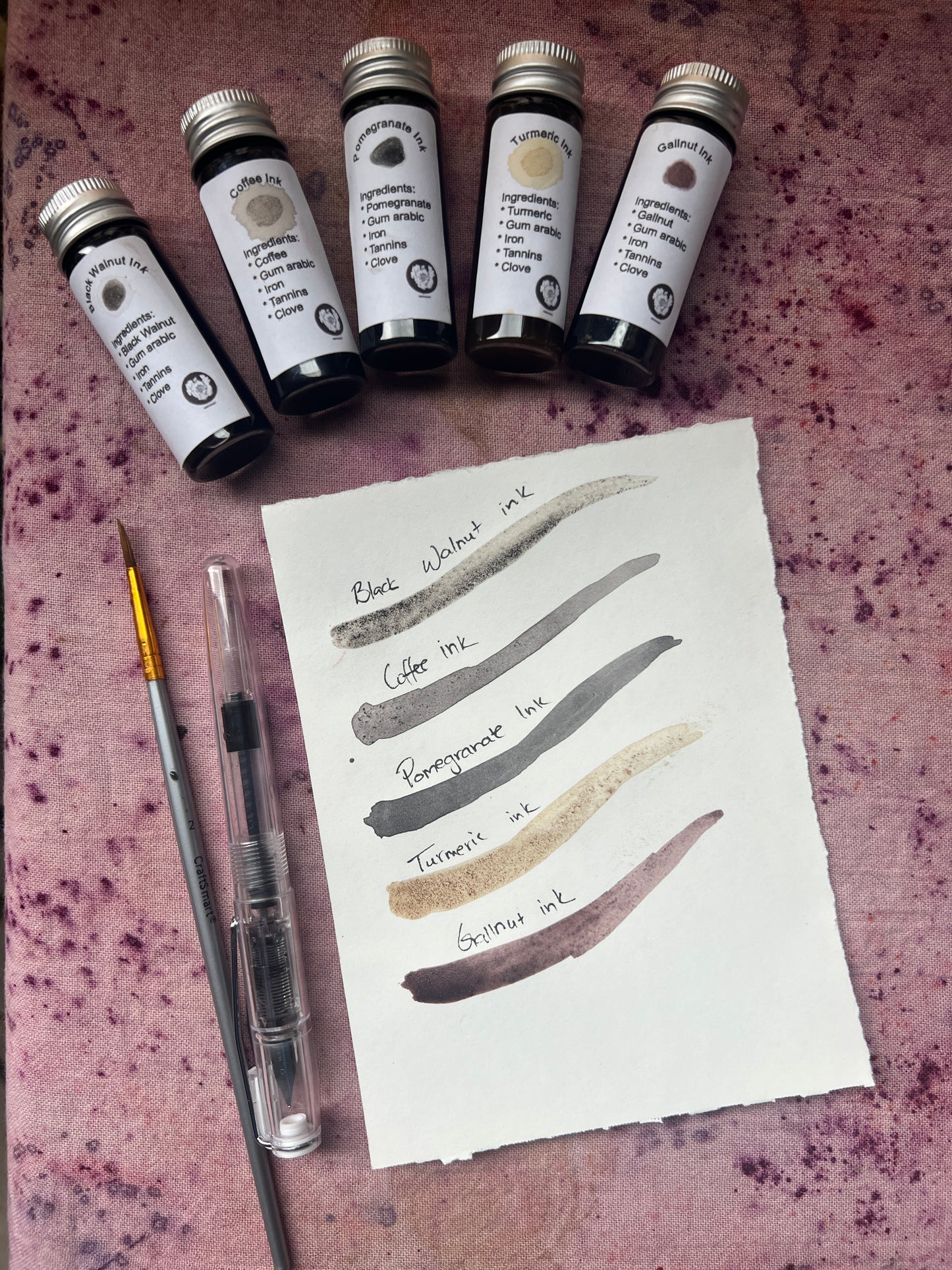 Natural Painting Inks & Clear Fountain pens